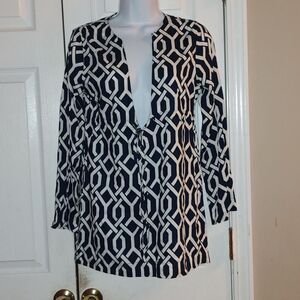 Escapada  Beach navy white cover up tunic top  Sz XS